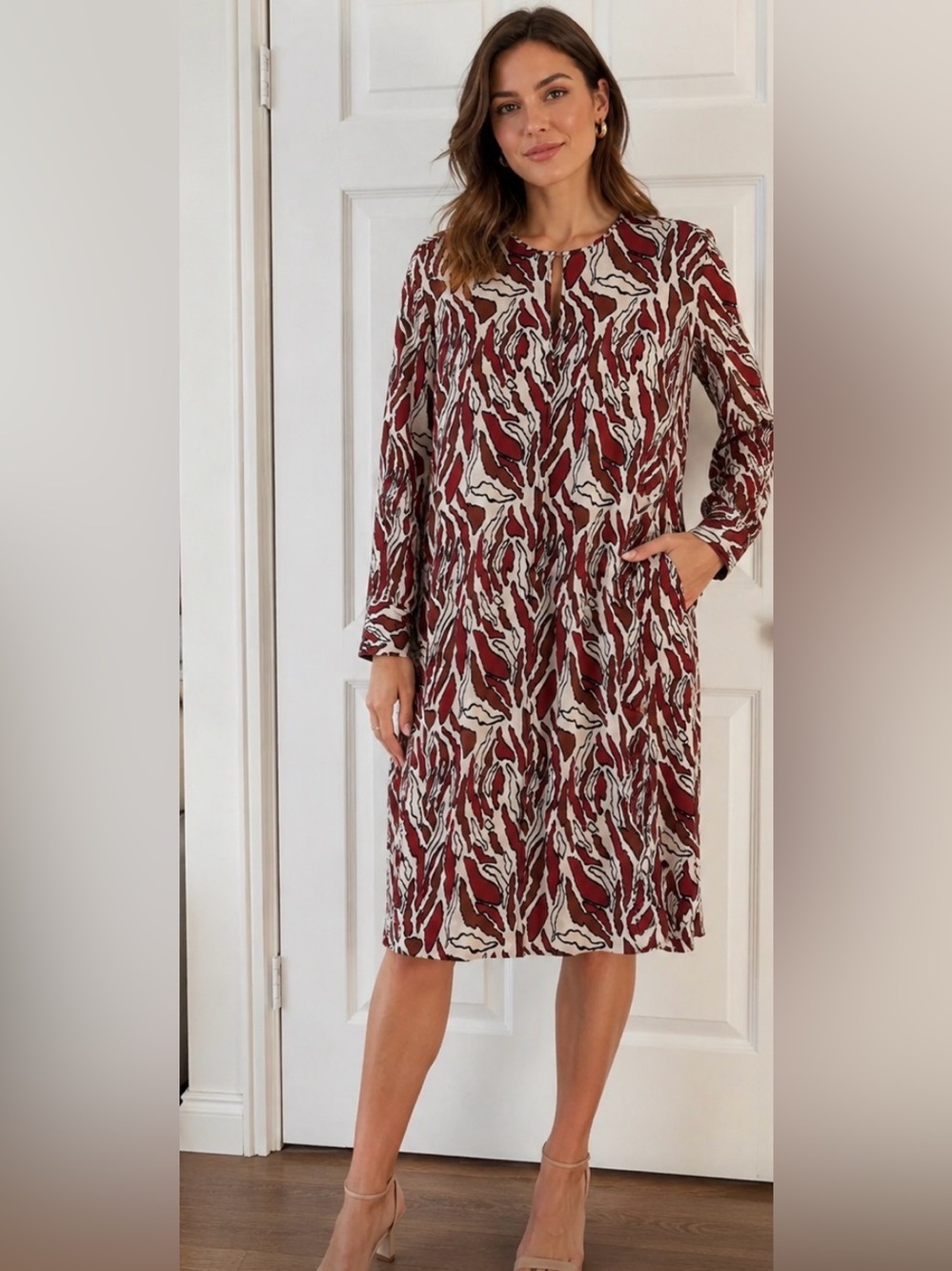 Reiss Inaya Printed Midi Dress - Size 4